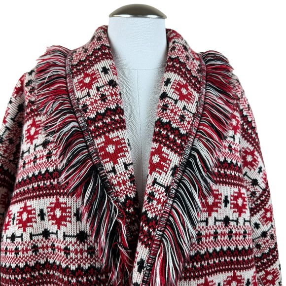 ZARA Women's Multicolor Geometric Print Fringe Cardigan Sweater Jacket Small - Picture 2 of 10